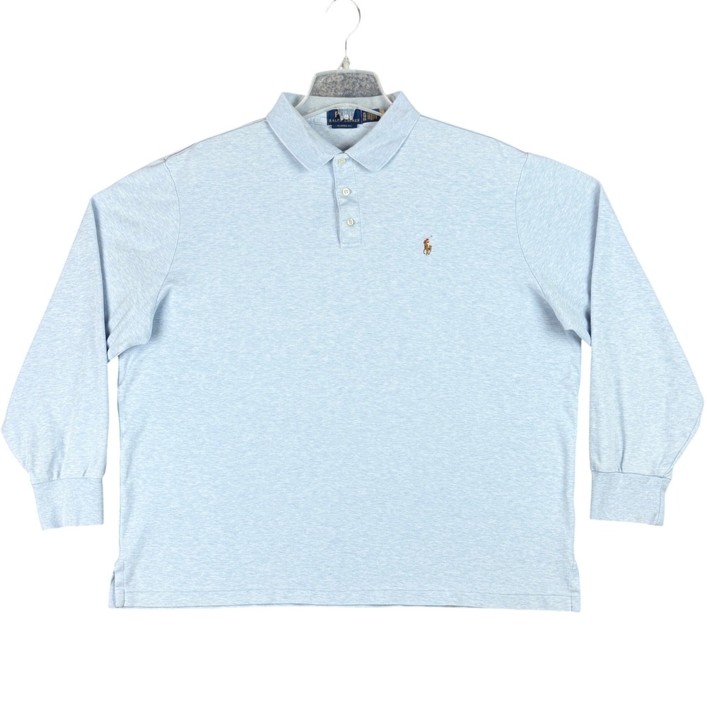 Polo Ralph Lauren Men's XL Classic Fit Long Sleeve Polo Shirt Light Blue Heather